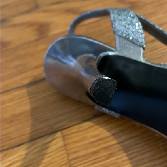 Guess platform stilettos heels size 6 open toe silver sparkly bow tie almond toe - Picture 7 of 15